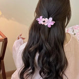 DAIIIBABYYY  -  Gradient Double Flower Duckbill Clip Acrylic Large Flower Hair Grab Clip Girls Korean Sweet Ponytail Hairpin Elegant Headwear