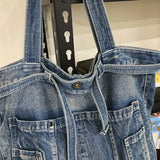 Daiiibabyyy  Casual Handbag Large Capacity Denim Tote Bag Fashion Everything High Appearance Level Shoulder Bag Commuter Underarm Bag