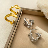Daiiibabyyy Irregular Liquid Gold Color Metal Stud Earrings for Women Hip-Hop Punk Fashion Personality Earring Ms Girl Travel Accessories