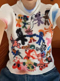 Daiiibabyyy  Women Bodycon T-Shirts Short Sleeve Tie Dye Tees Stretch Crop Tops Goblin Core 2000s Coquette Gyaru Aesthetic Kpop Kawaii Summe