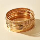 Daiiibabyyy 14 Pieces Set Smooth Stainless Steel Bracelet Bangle For Women Fashion Jewelry Accessories Gift New