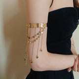 Daiiibabyyy  Korean Ins Star Fringe Open Bangles for Women Temperament Arm Chain Spice Sweet Cool Wind Y2k Fashion Hand Jewelry Goth Girl