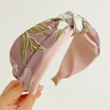 Daiiibabyyy  Wide Fabric Headbands For Women Girls Flower Knotted Hairbands Female Hair Bands Hair Hoops Hair Accessories