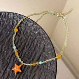DAIIIBABYYY  -  Fashion Natural Stone Shell Collarbone Charm Starfish Conch Rice Bead Necklace Ladies Party Jewelry Gift