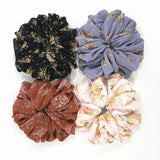 DAIIIBABYYY  -  Large Hair Band Elastic Chiffon Scrunchies Floral Print Malaysian Bunch Hair Tie Oversized Volumizing Malaysian Rubber Band