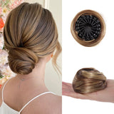 Daiiibabyyy  Synthetic Chignon Wig Hair Bun Extensions Retractable Bun Hairpiece Straight Donut Chignon Updo Hair for Women All Occasions Use
