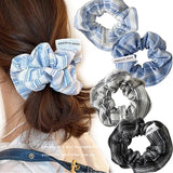 Daiiibabyyy  Korean Stripe Hair Scrunchies Tie Elegant Simple Large Hair Ropes Rubber Bands Ponytail Headwear Hair Accessories For Girls New