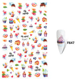 Daiiibabyyy 1PC 3D Nail Stickers Fruit Flowers Leaves watermelon Self Adhesive Transfer Sliders Wraps Manicures Foils DIY Nail Decorations
