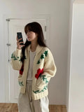 Daiiibabyyy  Autumn New Knitted Jacket Women  Anti-Aging Flower Casual Loose Layering Sweater Open Cardigan Fashion Ladies' Wear
