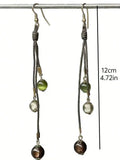 Daiiibabyyy  Ethnic Style Opal Stone Glass Beads Woven Tassel Earrings Bohemian Retro Fashion Jewelry Women Niche Earrings Gifts