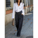 DAIIIBABYYY  -  Women's Suit Pants Gray Black Wide Leg Trouser New Fashion Asymmetric High Waisted Split-Joint Spring Female Clothing