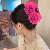 DAIIIBABYYY  -  Simulated Double Flower Hair Claws Rose Hair Clip Women Wedding Holiday Hair Crab Fashion Ponytail Hairpin Hair Accessories