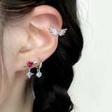 DAIIIBABYYY  -  1piece Helix Piercing Earring Stud Traugs Sleeper CZ Earring Angle Wing Korea Conch Piercing Screw Y2k  Body Jewelry Decoration
