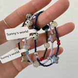 Daiiibabyyy  Fashion Handmade Charm Bracelet Kawaii Star Y2k Bead Chain Jewelry Bracelet Cute Hand Chains Accessories Love Beads Gifts