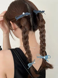 Daiiibabyyy Korean Fashion Lace Flower Cowboy Hair Clip Hairpins Exquisite Hair Bow Bangs Side BB Clip for Women's Girl Hair Accessories