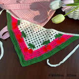 Daiiibabyyy  Women Boho Crochet Head Scarf  Sweet Cherry Triangle Hair Scarves Pastoral Style Headbands For Vacation Spring Hair Accessories