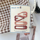 Daiiibabyyy  Retro Morandi Plaid BB Hair Clips Korean Style Early Autumn Daily Side Bang Clip Nape Baby HairClips for Women and Girls 1 Set