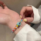 Daiiibabyyy  Cartoon Devil Elastic Beaded Bracelet Handmade Unique Design Jewelry Accessory