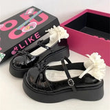 Daiiibabyyy  Women's Shoes Brand Mary Janes Women's High Heels Fashion Butterfly-knot Dress Pumps Women New Round Toe Platform Heels