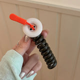 Daiiibabyyy  Cute button straight telephone line hair loop headband for women's new style temperament, bubble braid braided hair artifact hai