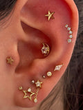 Daiiibabyyy  Dreamy Celestial Hoop Earring Set for Women Star Moon Charm Dainty CZ Accent Multi-Piercing Trendy Night Sky Fashion Jewelry