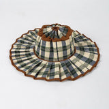 Daiiibabyyy  Plaid Print Ruffle Wide Brim Bucket Hat Foldable Sun Protection Loose Fit Summer Women Straw Hat Casual Chic Lady Sombrero