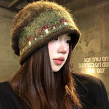 Daiiibabyyy  Casual Ethnic Style Fair Isle Style Knitted Hat Windproof Warm Winter Pullover Hat Coldproof Retro Beanies Hat Winter