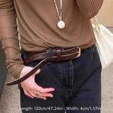 Daiiibabyyy  New PU Leather Double-Breasted Belt Personalized Retro Leather Belt Y2K Hiphop Jeans Belt