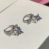 Daiiibabyyy  New Rhinestone Stars Pendant Earrings Dangle Small Zircon Hoop Earrings Blue Crystal Ear Bone Nail Earring Gifts
