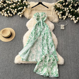 Elegant Sexy vintage cut out print Slip Dress and loose short korean fashion Summer Beach Vestidos Slim Women Evening Party