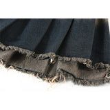 Daiiibabyyy Women Y2k A-line Pleated Denim Skirt Vintage Jean Skirt 90s Aesthetic Harajuku Korean Elegant Cowboy Skirts 2000s Clothes Summer