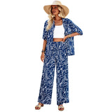 Daiiibabyyy High Quality Women Clothing 2024 Spring Summer Temperament Casual Fashion Casual Printed Shirt Elastic Waist Long Pants Set Y2k