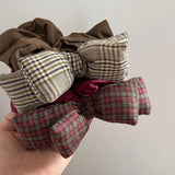DAIIIBABYYY  -  Plaid filled bow large intestine ring autumn winter retro atmosphere hair band large gentle ponytail hair rope hair accessories