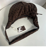 Daiiibabyyy  Streetwear Polka Dot Office Lady Shoulder Bag Women Canvas Drawstring Pleated Hobo Bags Y2k Aesthetic Handbags Crossbody Korean