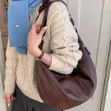 Daiiibabyyy  Trendy Pu Leather Women Hobo Bag 2026 Y2k Aesthetic Simple All Match Crossbody Bags Vintage Streetwear Casual Shoulder Handbags