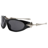 Daiiibabyyy  American Style Spicy Girl with A High-end Feel Y2K Cyberpunk Personality Sunglasses Women's Trendy Concave Shaped Sunglasses