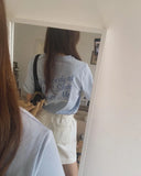 DAIIIBABYYY  -  Korean Back Letter Love Printed T-shirt Women Summer New Style Retro Temperament Loose Color Collision Versatile Top