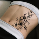 Daiiibabyyy  1Pc Washable Temporary Tattoo, Vivid Red Ink Flower Minimalist Design, Suitable For Daily Use