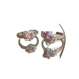 DAIIIBABYYY  -  Light Luxury Heart-Shaped Zircon Ring Opening Design Female Sweet Cool Versatile Personalized Ring Niche High-End Fashionable