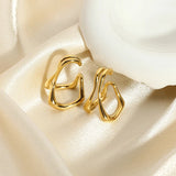 DAIIIBABYYY  -  INS Trendy Plated Stainless Steel Geometric Ear Clips Cuff Statement Golden Metal Non Piercing Ear Clip Jewelry Gift
