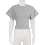 Daiiibabyyy  American Classic O Neck T Shirt Women Spring Summer Casual Slim Pullover Top Short Sleeved Street Fashion White Cropped Tee