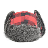 Daiiibabyyy  Plaid Russian Trapper Hat Lei Feng Hat Thickened Warm and Fashionable Cotton Hat Pilot Hat