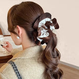 DAIIIBABYYY  -  Pleated edge head flower drape cloth ring satin large intestine ring textured hair band high-end headgear hair accessories new