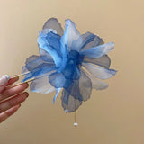 Daiiibabyyy  New Chinese Style Gentle Gradient Fabric Flower Hair Sticks for Women Sweet Chains Tassel Imitation Pearl Hairpin Fairy Headwear