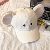 Daiiibabyyy  New Funny Plush Big Ears Baseball Caps Women Show Face Small Spring and Autumn Street Personality Versatile Hip Hop Men's Hat