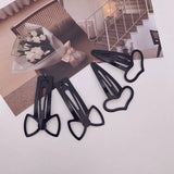 DAIIIBABYYY  -  4PC Set Cute Retro Black BB Hairpins Hollow Flower Hair Clips Simple Classical Design for Girls Hair Accessories Party Holiday O