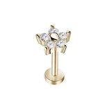 DAIIIBABYYY  -  1Piece Flower Moon Snake CZ Nose Hoop Butterfly Leaf Daith Conch Helix Stud Earrings Internal Thread Piercing Surgical Steel 16G