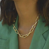 Daiiibabyyy Simple Punk Stainless Steel  Link Chain Necklace for Women Hip Hop Street Trend Men Necklace Jewelry Gift