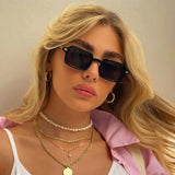 DAIIIBABYYY  -  Fashion Square Sunglasses Women New Retro Rivets Decoration Glasses  Men Leopard Blue Sun Glasses Gradient Shades UV400