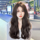 DAIIIBABYYY  -  Synthetic Hair Extensions For Women Hair Middle Parted Side Swept Bangs Wave Lazy Curling Summer Fashion Head Cover
